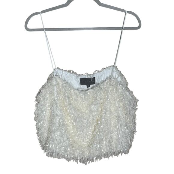 Anthropologie Cami Feathered Tank Top Sunday in Brooklyn White Size XL NEW - Picture 2 of 9